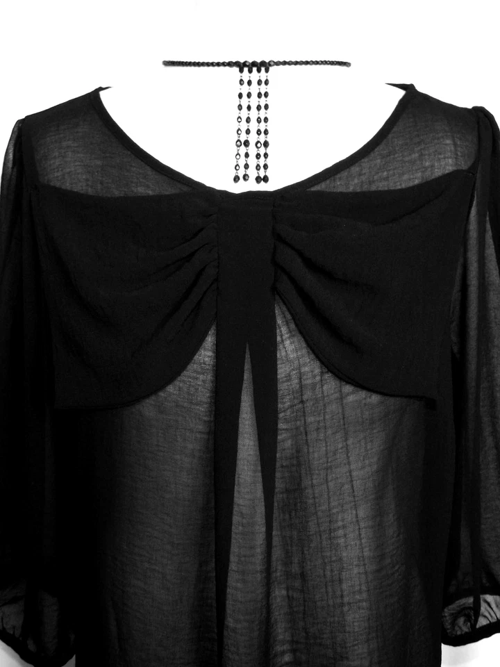 NEW QUALITY TOMMY & KATE 🌸BLACK CHIFFON BOW OCCASION TOP 🌸 SIZE 16 #JC158931 - Image 1 of 4