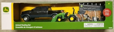 Tomy John Deere Animal Hauling Set Black Truck Trailer Cow Calf Scoop NEW 37656 - Image 1 of 3