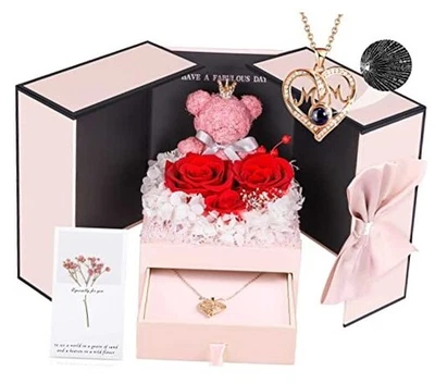  Presentes de aniversário para mãe da filha e do filho, eu amo você mãe colar rosas vermelhas - Imagem 1 de 4