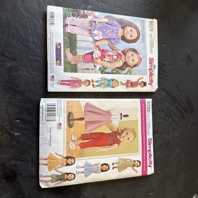 Simplicity American 18” Girl Cut Patterns 8574,1086 Lot Of 2 - Image 1 of 4