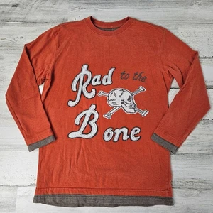 GAP KIDS Boys Size 8 Medium Orange Rad To The Bone Long Sleeve Tee Shirt - Picture 1 of 4