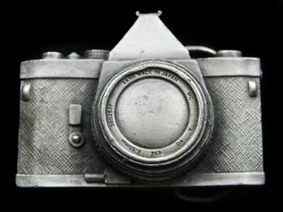 RI11118 VINTAGE 1979 **CÁMARA SLR RECORTADA 3-D** NOVEDAD HEBILLA DE CINTURÓN DE PELTRE Foto 1 de 3
