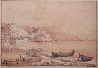 dessin ancien Nice "Merle" paysage romantisme Guiaud Roassal Trachel Bensa - Photo 1/4