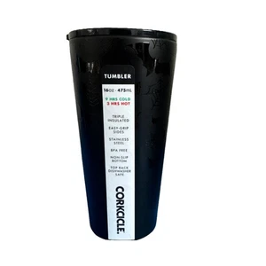 Corkcicle 16 Oz Tumbler Black Halloween Bats, Cobweb and Hats - "RARE" - Picture 1 of 4
