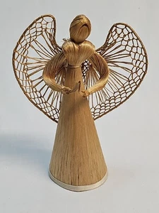 Vintage Natural Straw Grass Angel Christmas Figurine- Tree Topper ~ 8" - Picture 1 of 9