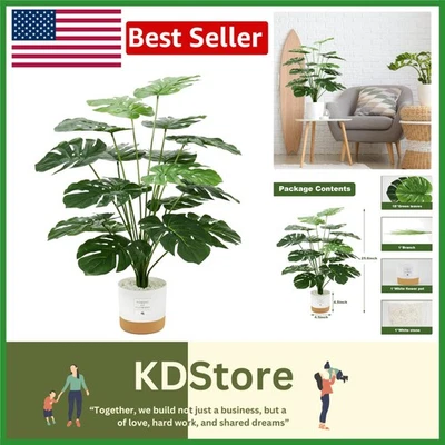 Exuberante Palmera Tropical Falsa de 26" y Árbol Monstera con Maceta — Bajo Mantenimiento Interior... Foto 1 de 4