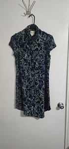 Anthropologie Maeve Franziska Bunny Rabbit Shirt Dress Size 8 Blue Whimsical - Picture 1 of 9
