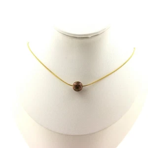 Collar 1 Perla Jaspe Leopardo 8 Mm. Cadena De Acero Dorado Inoxidable - Imagen 1 de 3