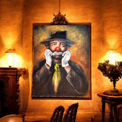 Brother Matthew OSC “Just Thinking” Clown Painting – Original 1970s Oil on... - Image 1 of 4