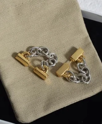 Pendientes de Cadena Gruesa Eslabón Oro Plata Tachuela Declaración Steampunk Punk Gótico Foto 1 de 4