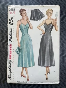 Vintage 1949 Simplicity Pattern 2692 Slip and Panty Set FF Size 20/Bust 38 - Picture 1 of 4