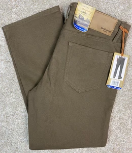 NWT Men’s Weatherproof Canvas Vintage Regular Fit Lined Brown Pants Size 36x30 - Picture 1 of 10