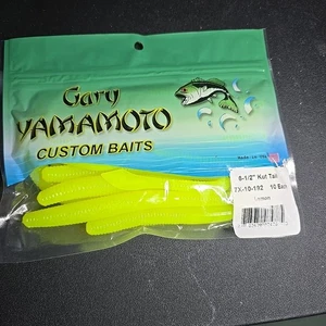 Worms Gary Yamamoto 6.5" Kut Tail Lemon Yellow 10 In Pack - Picture 1 of 2