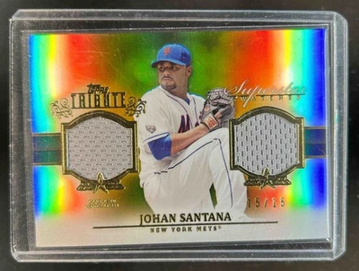 2013 Topps Tribute Johan Santana Superstar Jersey Gold #15/15 Mets - Image 1 of 2