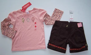 NUEVO CON ETIQUETAS Camiseta Gymboree Harvest Leaves 4 4T Rosa Estrás Hoja Floral y Pantalones Cortos Cinta - Imagen 1 de 1