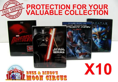 10x BLU-RAY WITH SLIPCOVER LARGE (SIZE BR3) - CLEAR PLASTIC BOX PROTECTOR SLEEVE Foto 1 de 4