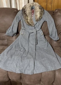 Jackie Stuart Gray Wool Tweed Trench Coat Jacket Vintage 1970s - Picture 1 of 8