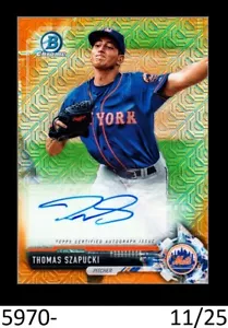 1-2017 BOWMAN CHROME MEGA ORANGE REFRACTOR AUTO THOMAS SZAPUCKI METS 11/25 - Picture 1 of 1