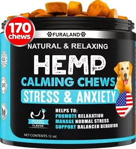 Dog Calming Treats Anxiety Relief Hemp Calming Chews Dogs Stress, Separation - Picture 1 of 6