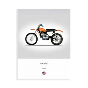 Stampa su Tela su Carta Poster o Quadro Rogan Mark Harley Davidson MX 250 1975 - Picture 1 of 2