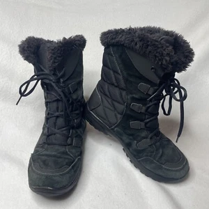 Columbia ICE MAIDEN isolierte Winter Schnee Stiefel schwarz Wildleder Kunstfell Größe 9 - Bild 1 von 9