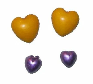 Pierced earrings post 2 sets heart shaped tan and purple - Bild 1 von 3
