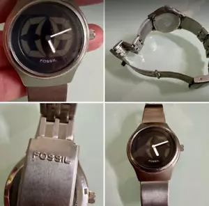 Rare 90s 00s FOSSIL Big Tic Men's Chunky Silver Retro Y2K Wrist Watch JR - 7845 - Picture 1 of 8