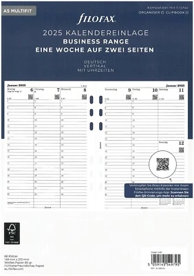 Filofax Kalendereinlage DIN A5 /1 Woche /2 Seiten deutsch 2026 Art. Nr. 26-68540