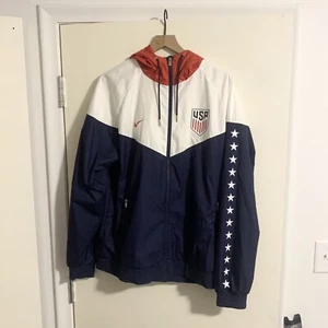 Nike Jacket Mens Large Blue White Team USA Olympics Windbreaker Full Zip Hooded - Picture 1 of 6
