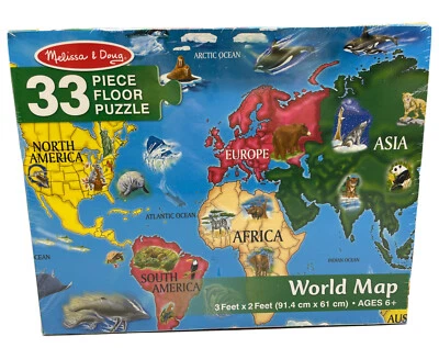 Rompecabezas de piso jumbo mapa del mundo Melissa & Doug 33 piezas 3x2 pies educativo Foto 1 de 4
