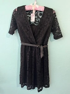 Schwarz Spitze Vintage Kleid Medium Neu Mode Made In USA - Bild 1 von 7