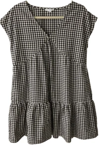 Women's XL Classic Black White Gingham Seersucker Midi Summer Dress Preppy - Picture 1 of 2
