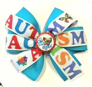 Beautiful Autism It's Ok to be Different inspired hair bow for girls.  - Picture 1 of 2