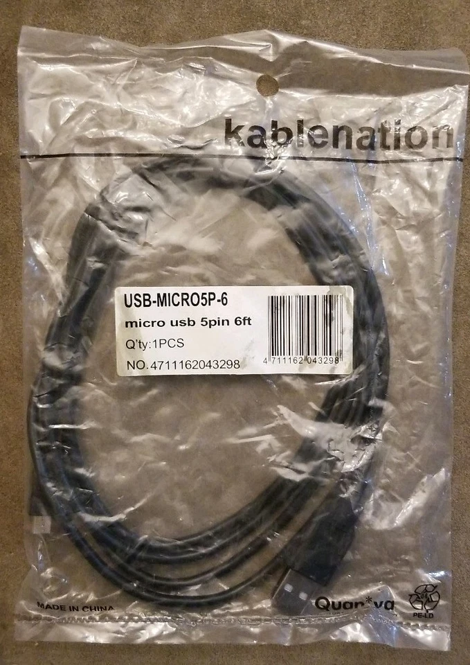 6FT USB 2.0 A Male to Micro B Male 5-pin Data Sync Charger Charging Cable Cord - Image 1 of 2