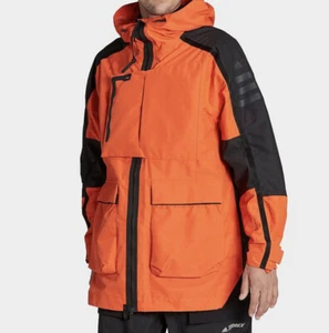 Men’s Adidas Terrex Xploric Rain.RDY City Jacket HG8573 Orange Black Size Medium - Picture 1 of 8