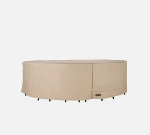 Cubierta de mesa de patio Season Sentry 65" redonda beige tostado - Imagen 1 de 6