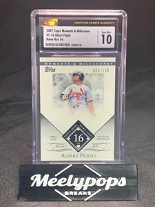 Albert Pujols 2007 Topps Moments & Milestones /150 Home Run CSG/CGC 10 GEM MINT - Picture 1 of 2