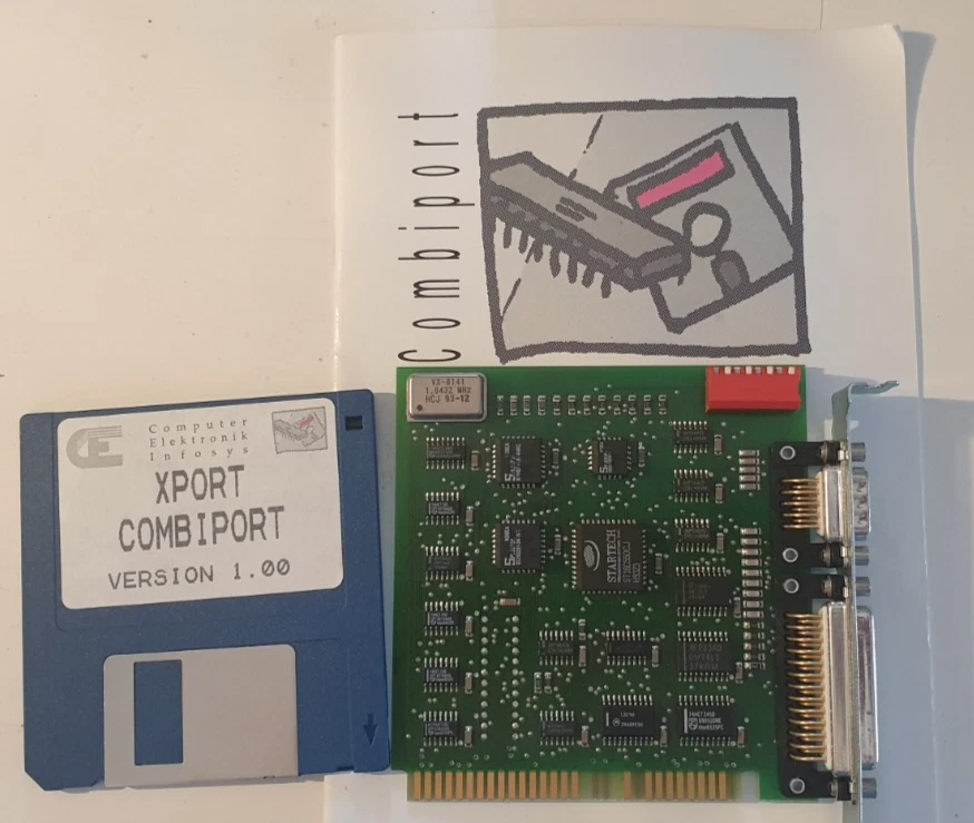 16-Bit ISA Karte Seriell und Parallel ST16C550CJ Xport Combiport mit Treiberdisk - Bild 1 von 3