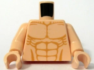 LEGO - Minifig, Torso Bare Chest w/ Muscles Outline Detailed Pattern - Lt Flesh - Picture 1 of 1