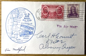 1947 FIRST FLIGHT U.S. AIR MAIL dedication envelope ALBANY and CORVALLIS, OREGON - Picture 1 of 4