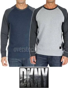 NEW MEN DKNY JEANS COLOR BLOCK CREW NECK SWEATER RAGLAN PULLOVER SWEATER VARIETY - Picture 1 of 5