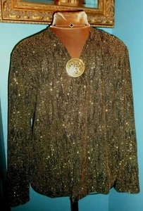 18W Gold Super Sparkle Swing Coat Shrug Long Sleeve NOS - Picture 1 of 6