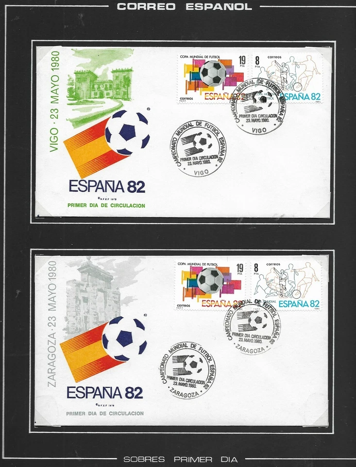 Mundial Futbol España 82 sobres 1º Día Sedes Vigo Zaragoza año 1980 (ER-367) - Imagen 1 de 1