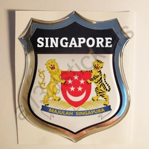 Sticker Singapore Emblem Coat of Arms Shield 3D Resin Domed Gel Vinyl Decal Car - Picture 1 of 1