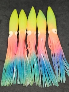 9" Angelköder Tintenfisch Oktopus Hoochie Rock Thunfisch Trolling Big Game Mahi Marlin - Bild 1 von 4
