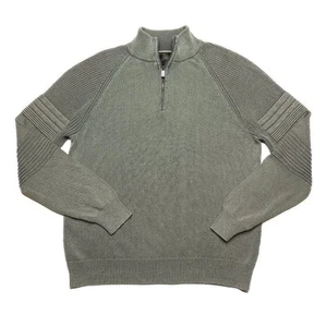 F/X Fusion Quarter Zip Sweater Knit Green Raglan Sleeve Mock Neck Men's Medium - Picture 1 of 8