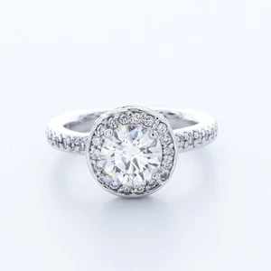 ANILLO DE ACENTO HALO PUNTA ORO BLANCO 14K CORTE REDONDO D/VS1 DIAMANTE CREADO EN LABORATORIO 2,8 QUILATES - Imagen 1 de 15