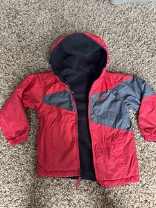 Columbia Boy's Fleece Lined Double sided Winter Jacket Size 6 / 7 Red Gray - Picture 1 of 6