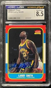 Larry Smith Firmado Warriors 1986 Fleer #104 CGC GRADO 8,5 JSA AUTO - Imagen 1 de 2