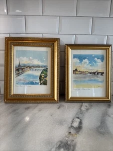 Vintage italienische gerahmte Kunst Menüs 2er Set in Goldrahmen - Bild 1 von 13